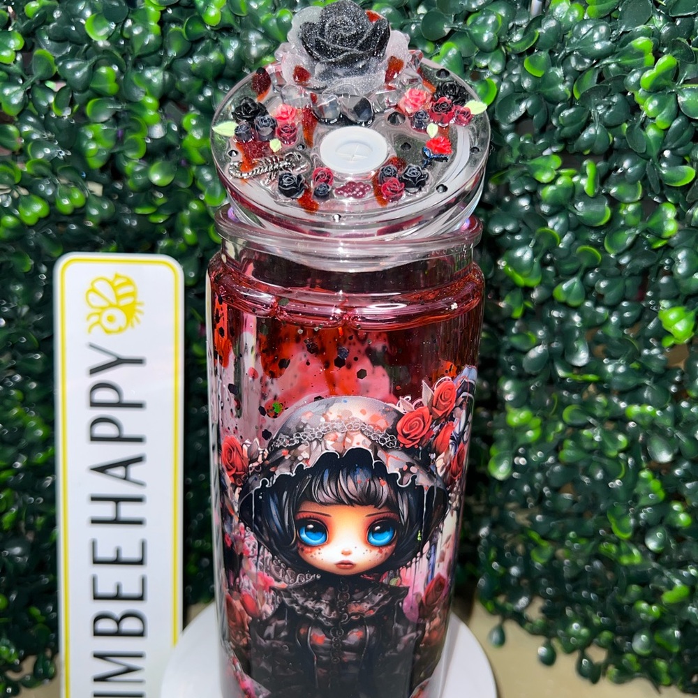 Gothic Rose Lava Plastic Tumbler with Doll Art